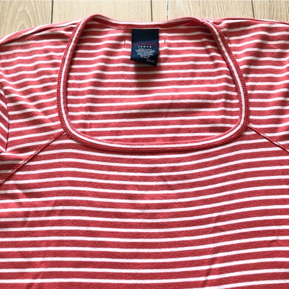 Tommy Jeans Y2K Square Neck Striped Cropped T Shirt in Orange & White Size S - Picture 6 of 9